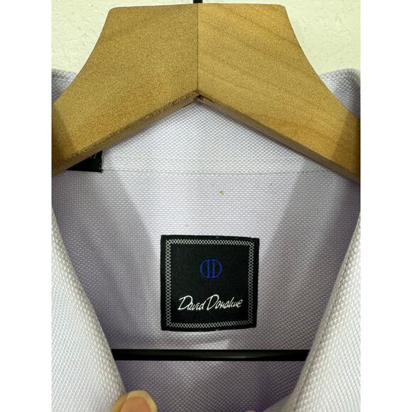David Donahue Lavender Dress Shirt 18.5 34/35 Men’s Classic Cotton - Picture 3 of 7